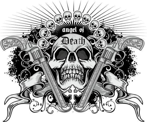 grunge skull coat of arms vector