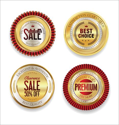 Luxury premium golden badges and labels vector