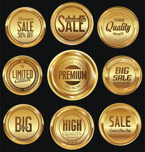 Luxury premium golden badges and labels vector