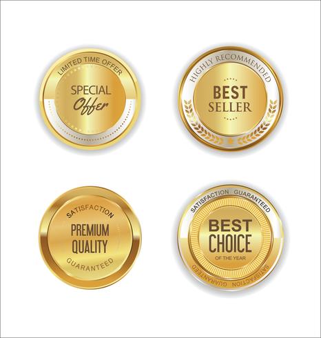 Luxury premium golden badges and labels vector