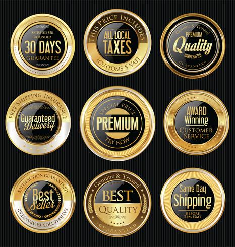 Golden sale labels retro vintage design collection vector