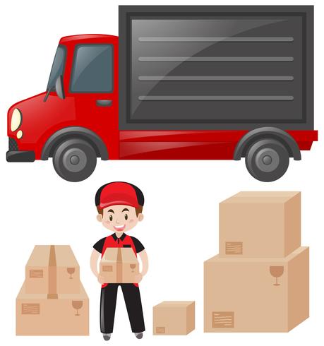 Set of mailman and delivery service vector