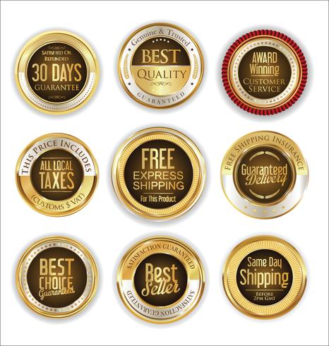 Luxury premium golden badges and labels vector