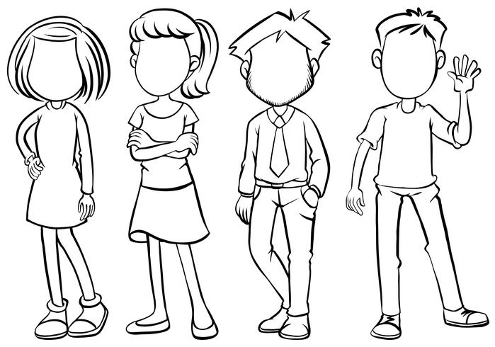 Faceless people in black and white vector