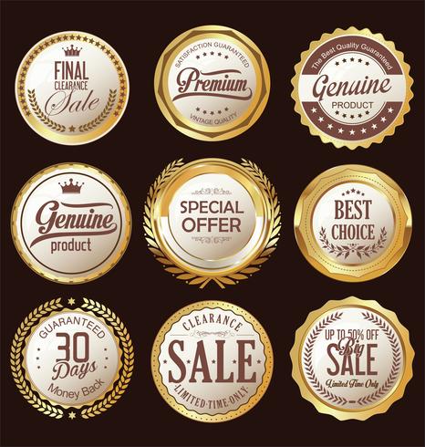 Luxury premium golden badges and labels vector