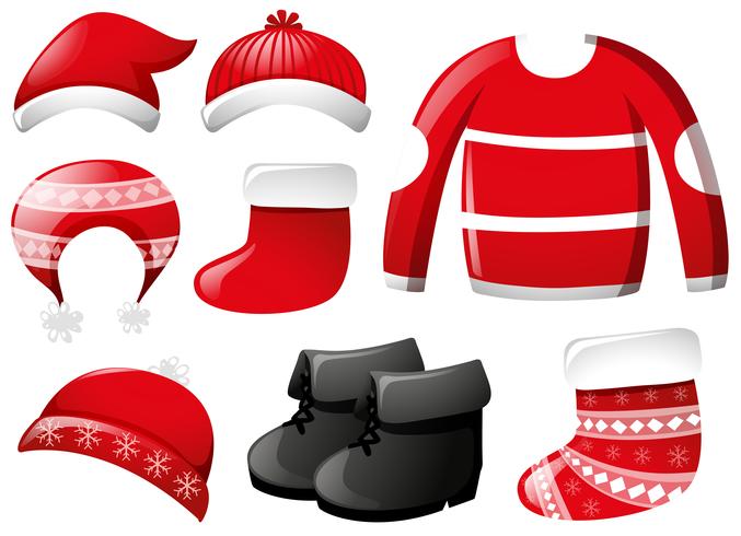 Winter clothes in red vector