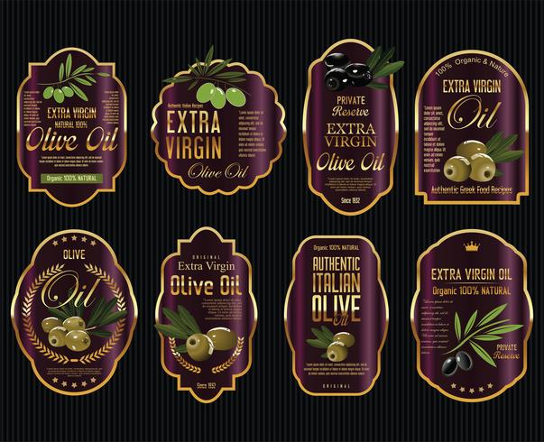 Colección de fondo dorado vintage retro de aceite de oliva vector