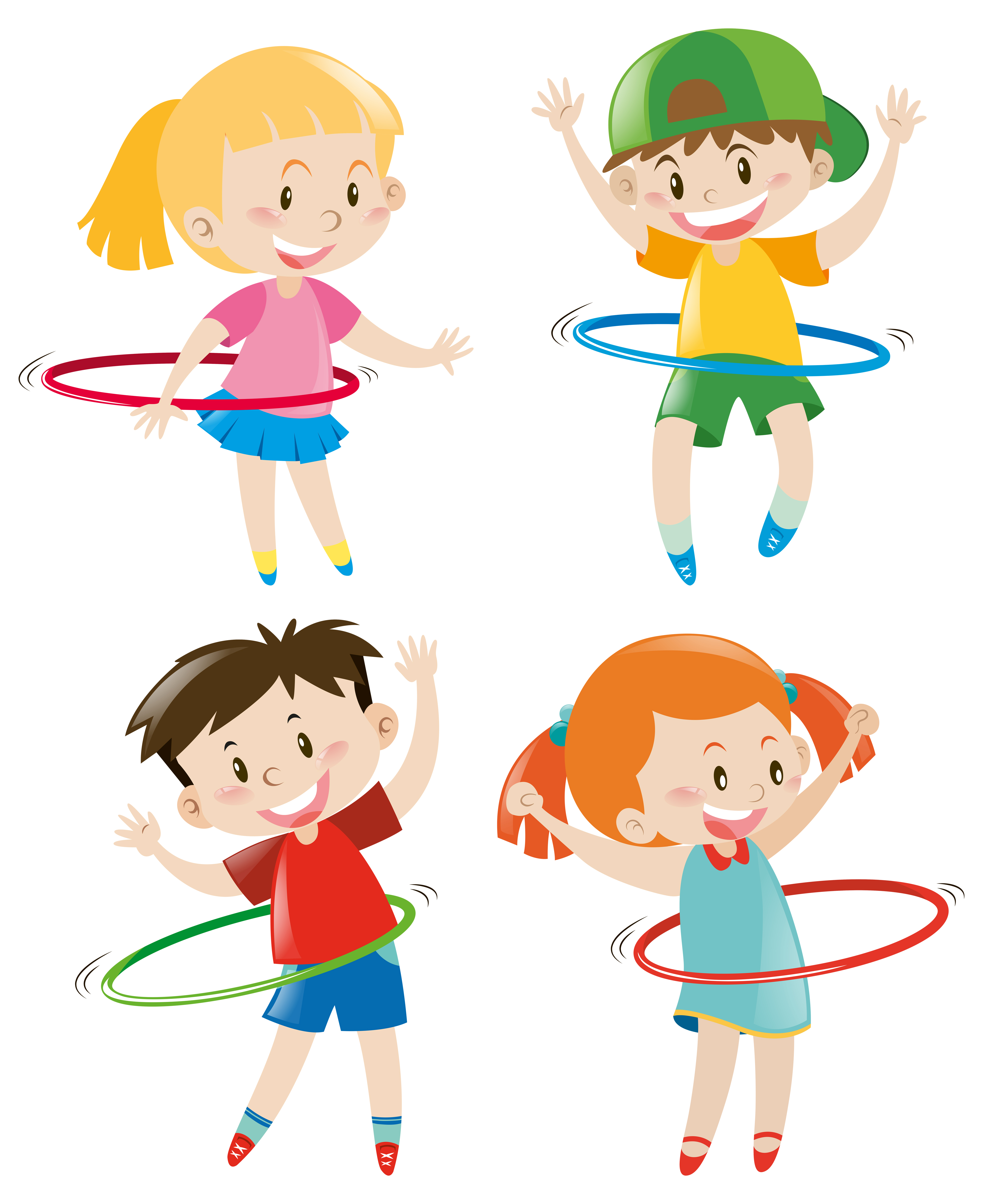 Cute girl playing hula hoop 1307804 Vector Art at Vecteezy