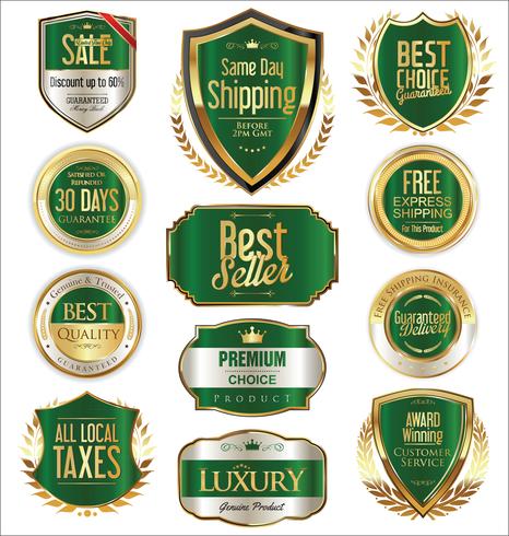 Luxury premium golden badges and labels vector