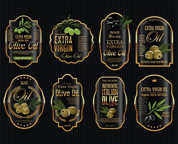 Olive oil retro vintage golden background collection vector