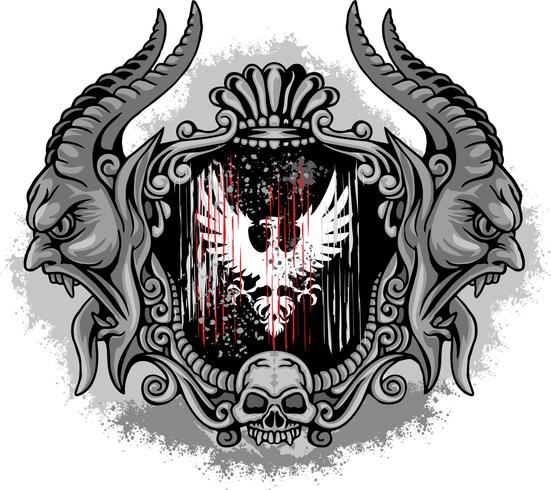 aggressive emblem with skull vector