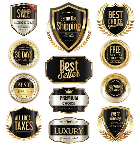 Luxury premium golden badges and labels vector