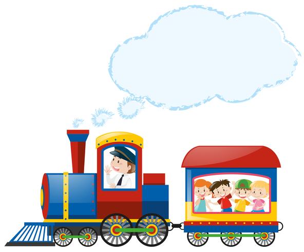 Children riding on train vector