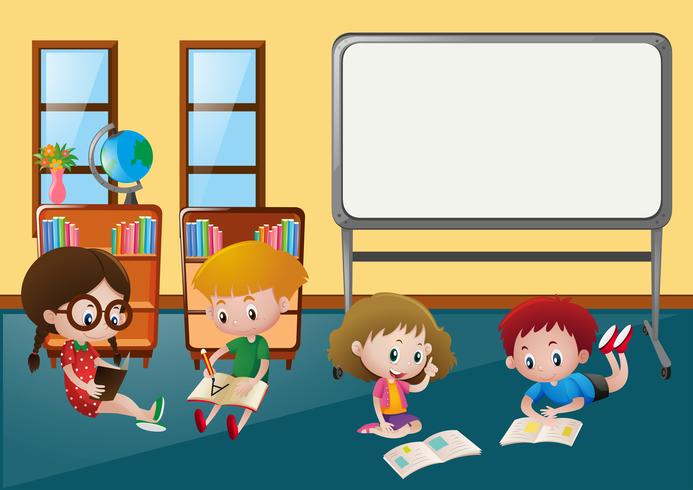 Kids learning in classroom vector