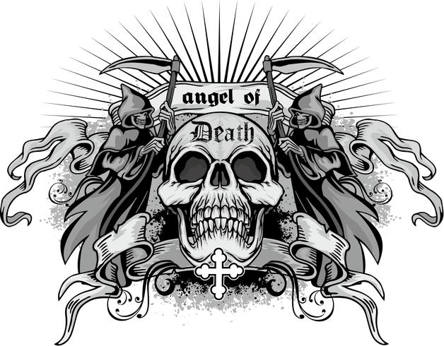 grunge skull coat of arms vector