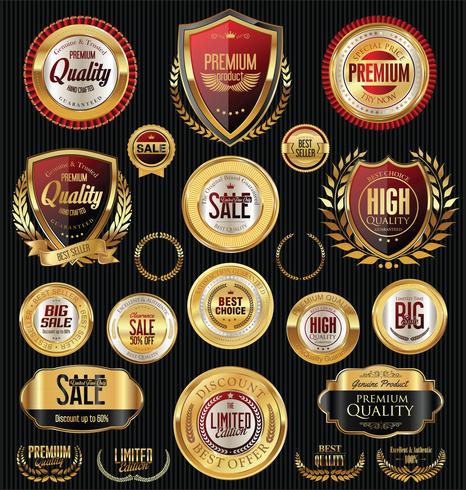 Luxury premium golden badges and labels vector