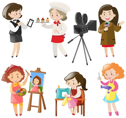 Women doing different kinds of jobs vector