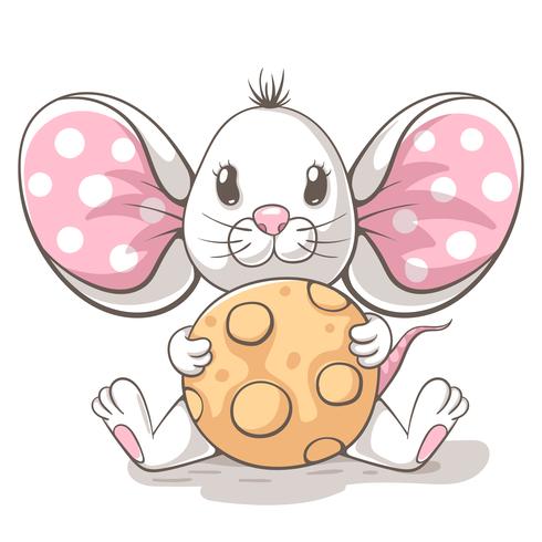 Cute, funny, tiny mouse cartoon characters vector