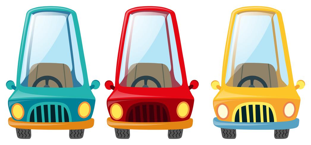 Coches en tres colores diferentes. vector