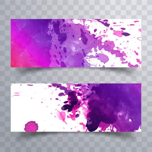 Abstract colorful watercolor header set vector