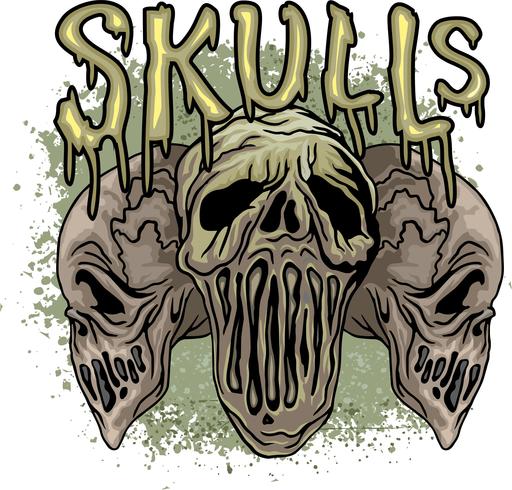 aggressive emblem with skull vector
