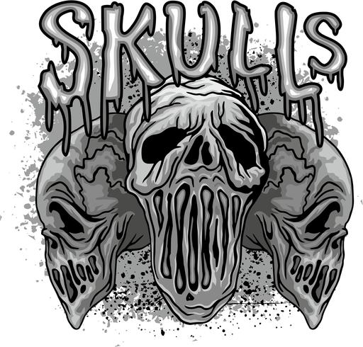 aggressive emblem with skull vector