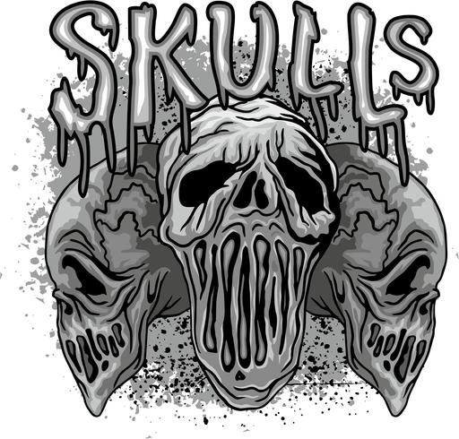 aggressive emblem with skull vector