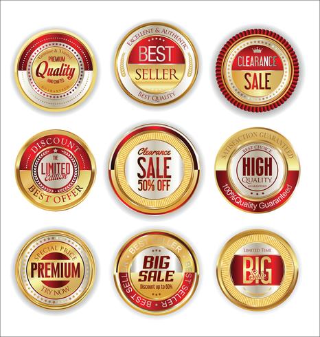 Golden sale labels retro vintage design collection vector