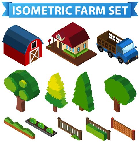 3D design for barn and trees vector