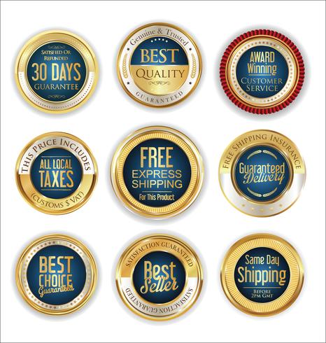 Luxury premium golden badges and labels vector