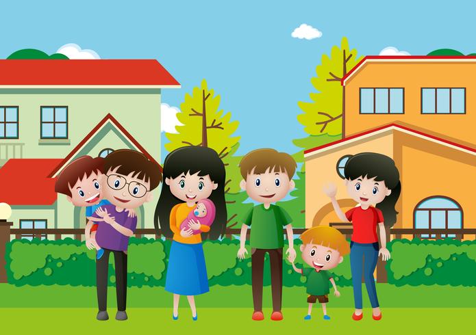 People in family on the grass vector