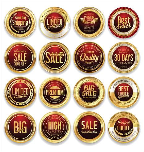 Luxury premium golden badges and labels vector