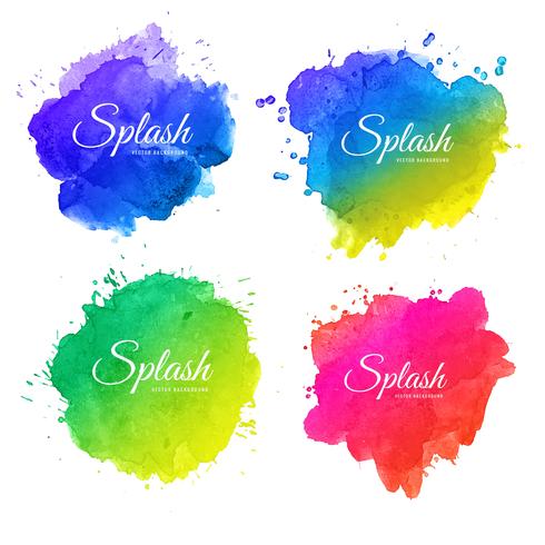 Beautiful soft watercolor splash set design vector