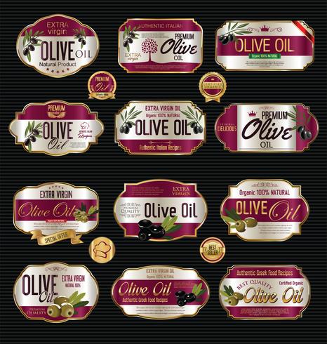 Colección retro del fondo del vintage del aceite de oliva vector