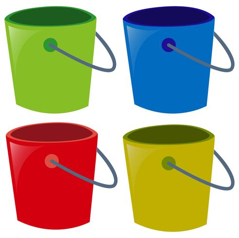 Four buckets in different colors vector