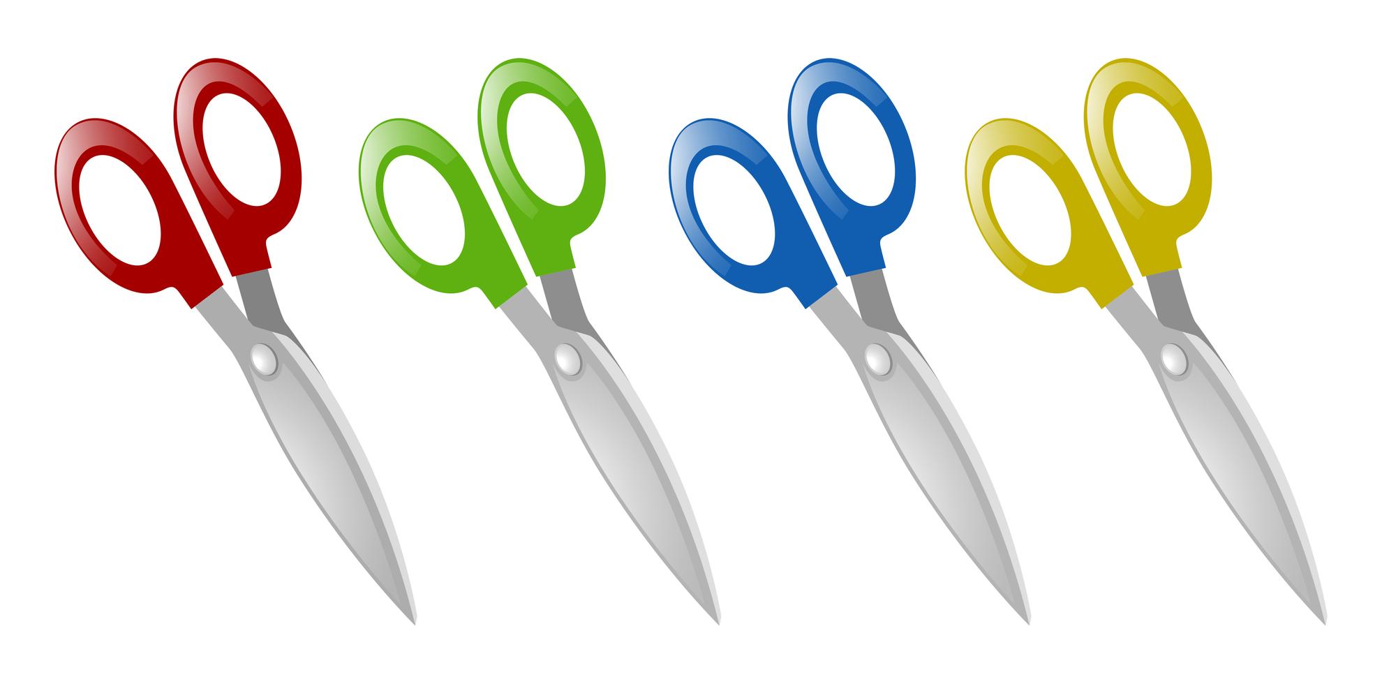 Pairs of scissors in four colors 382178 Vector Art at Vecteezy