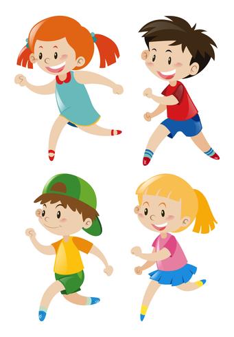 Boys and girls running vector