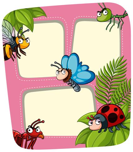 Border template with many insects vector