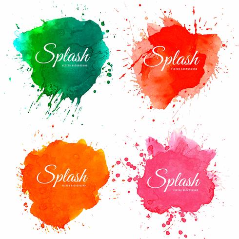 Beautiful soft watercolor splash set design vector