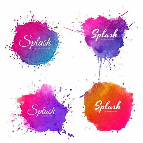 Beautiful soft watercolor splash set design vector