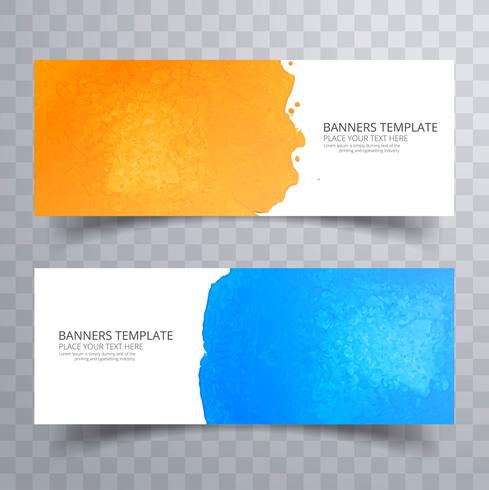 Abstract colorful watercolor header set design vector