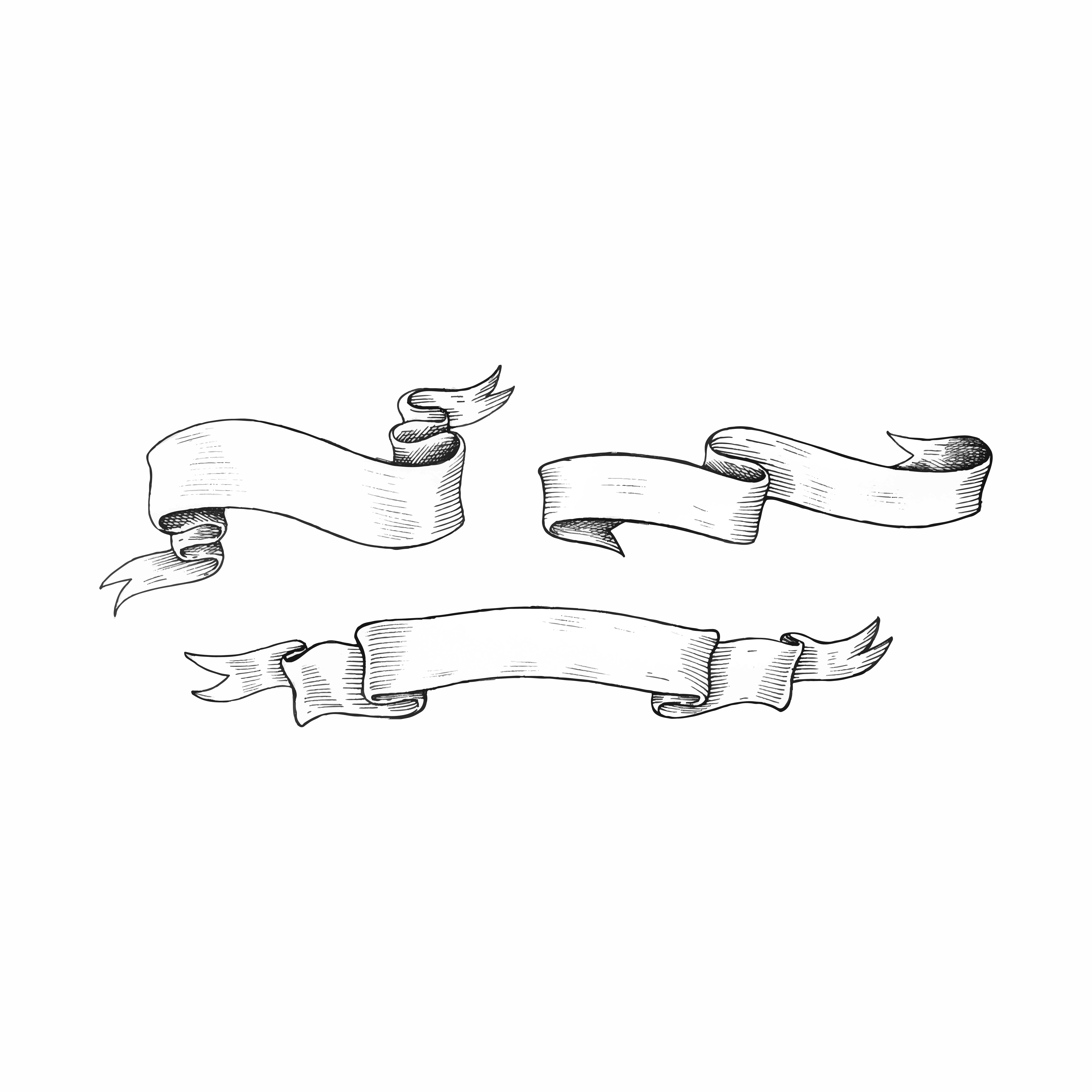 Hand drawn ribbon isolated on white background Download Free Vectors