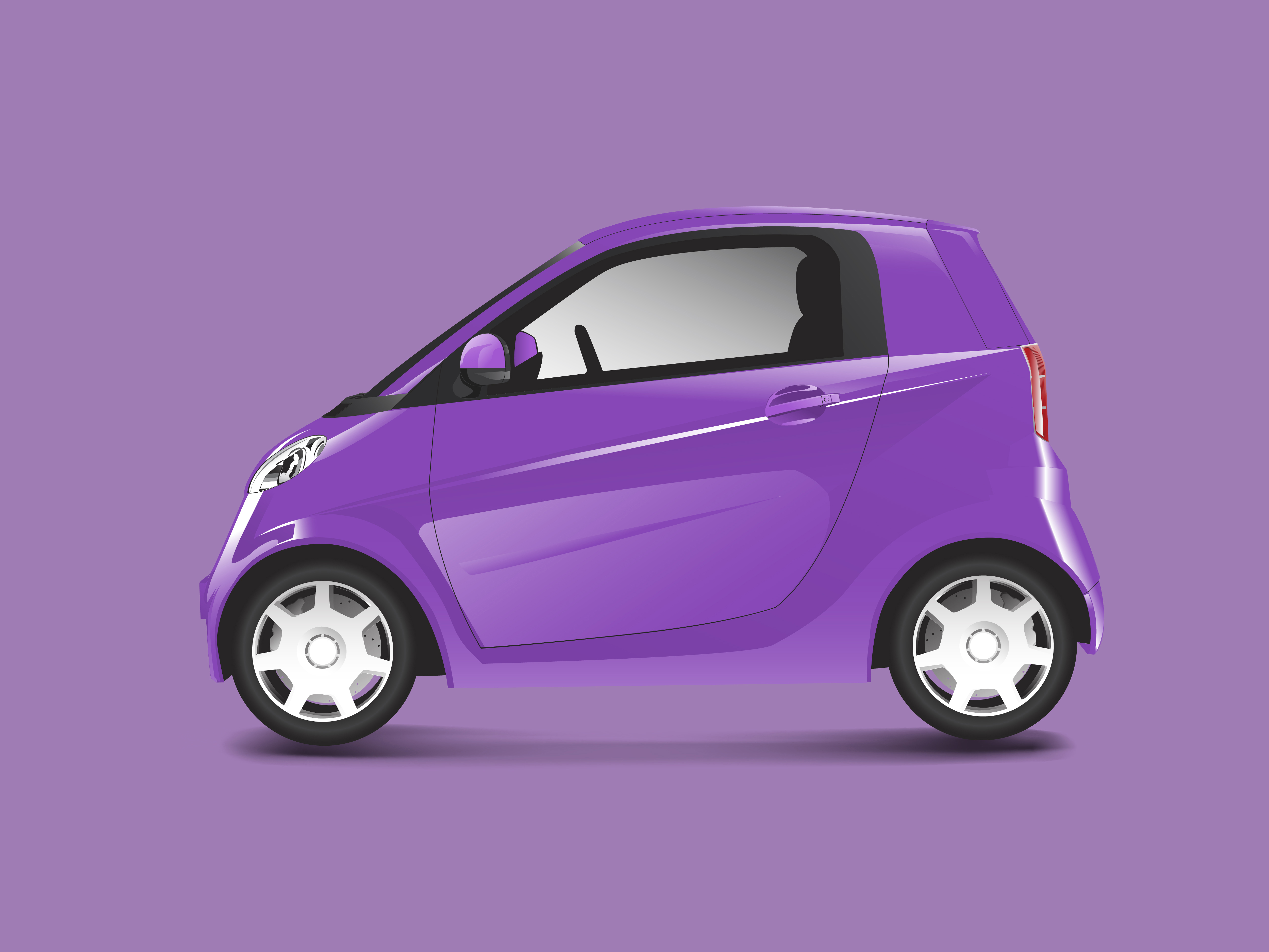 Purple compact hybrid car vector - Download Free Vectors, Clipart