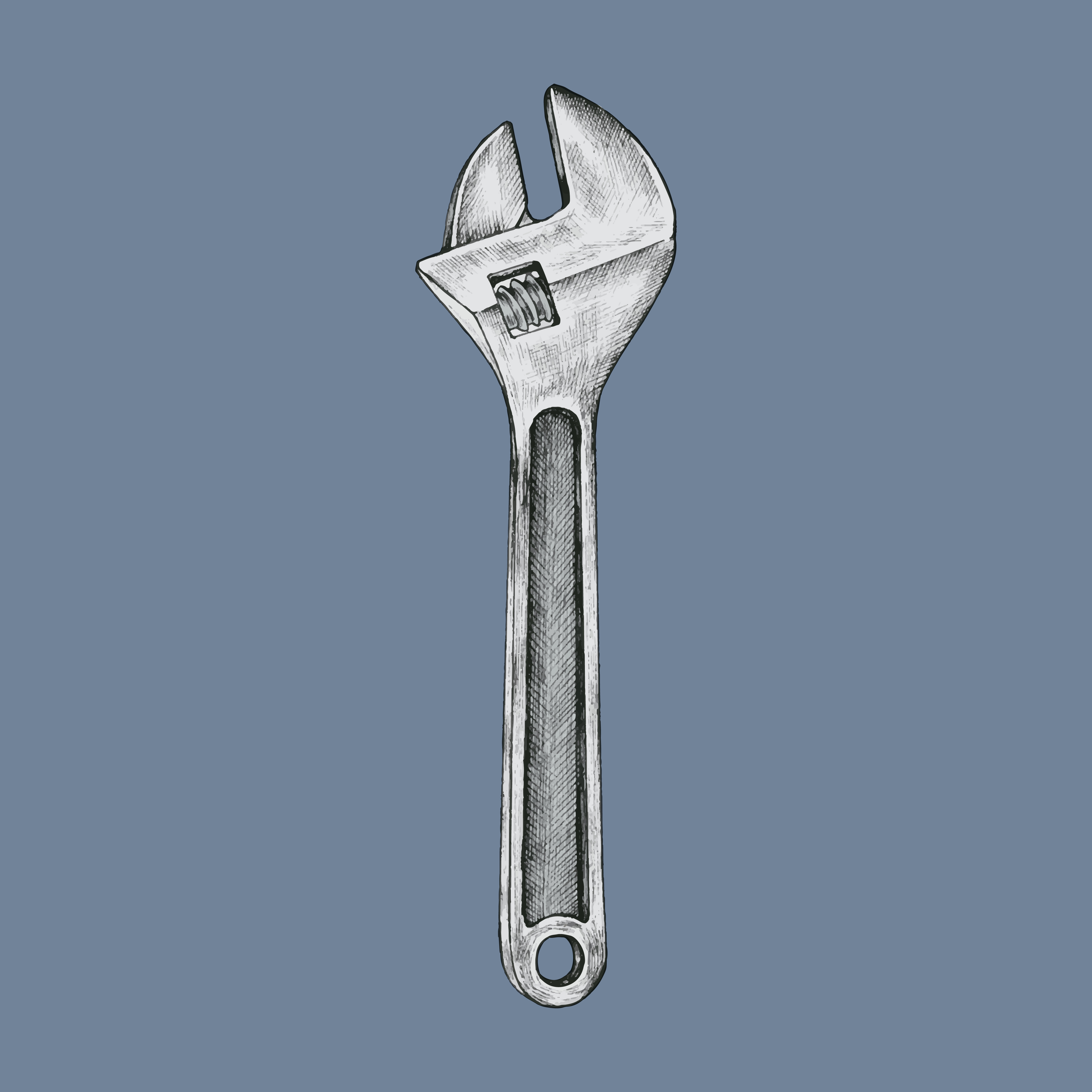 Handdrawn adjustable wrench illustration Download Free Vectors