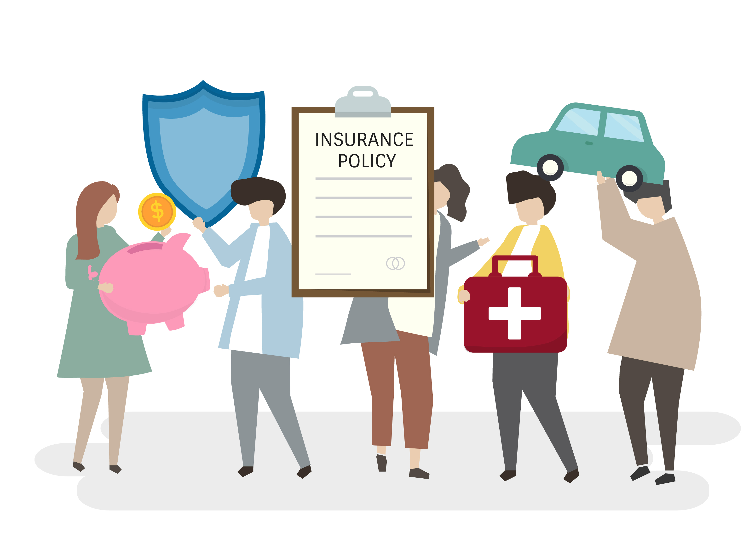 Illustration of people with an insurance policy - Download Free Vectors