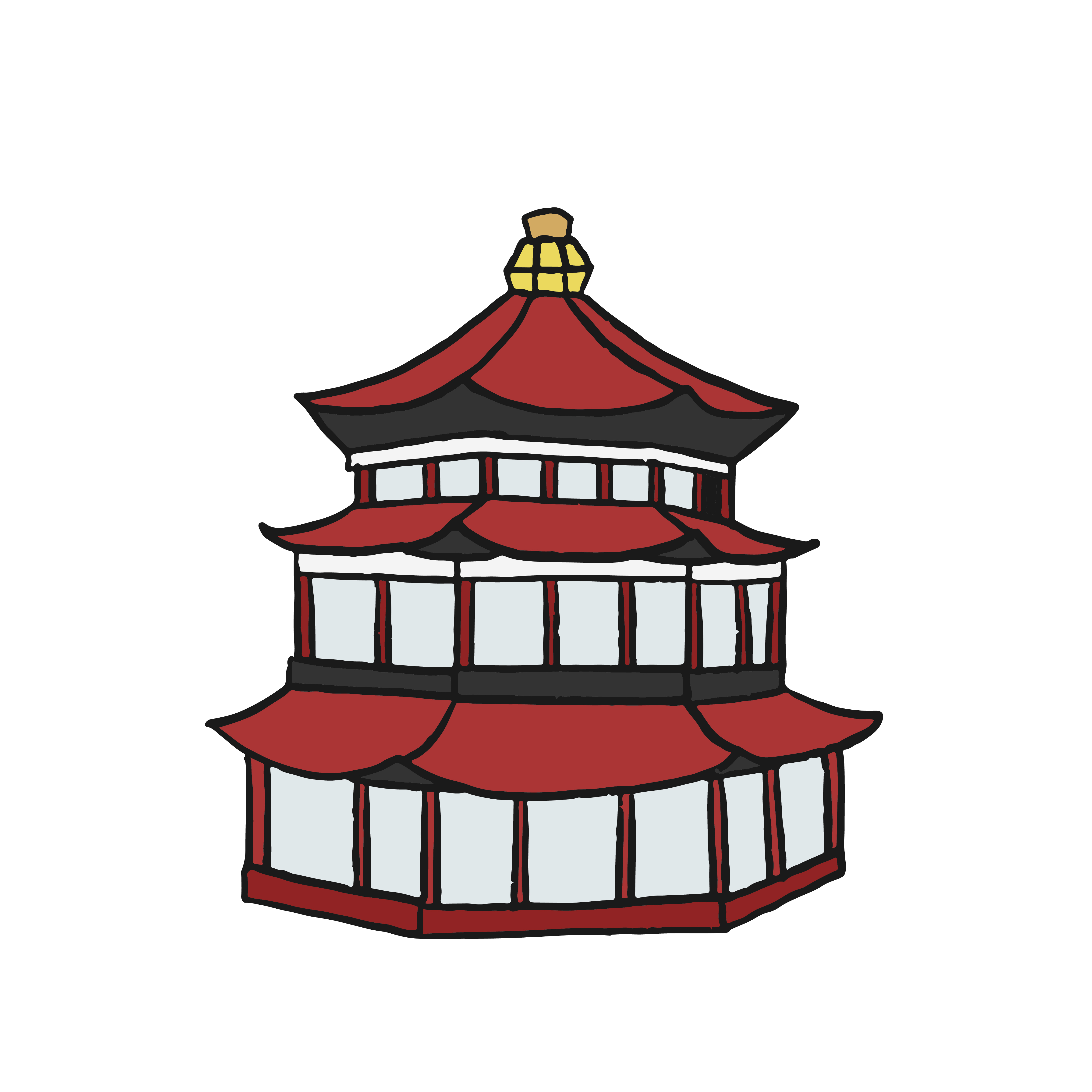 Hand drawn Chinese  pagoda  ilustration Download Free 