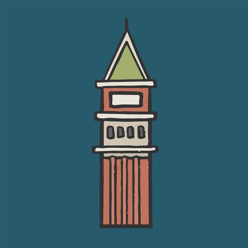 Ilustración gráfica del Campanile de San Marcos vector