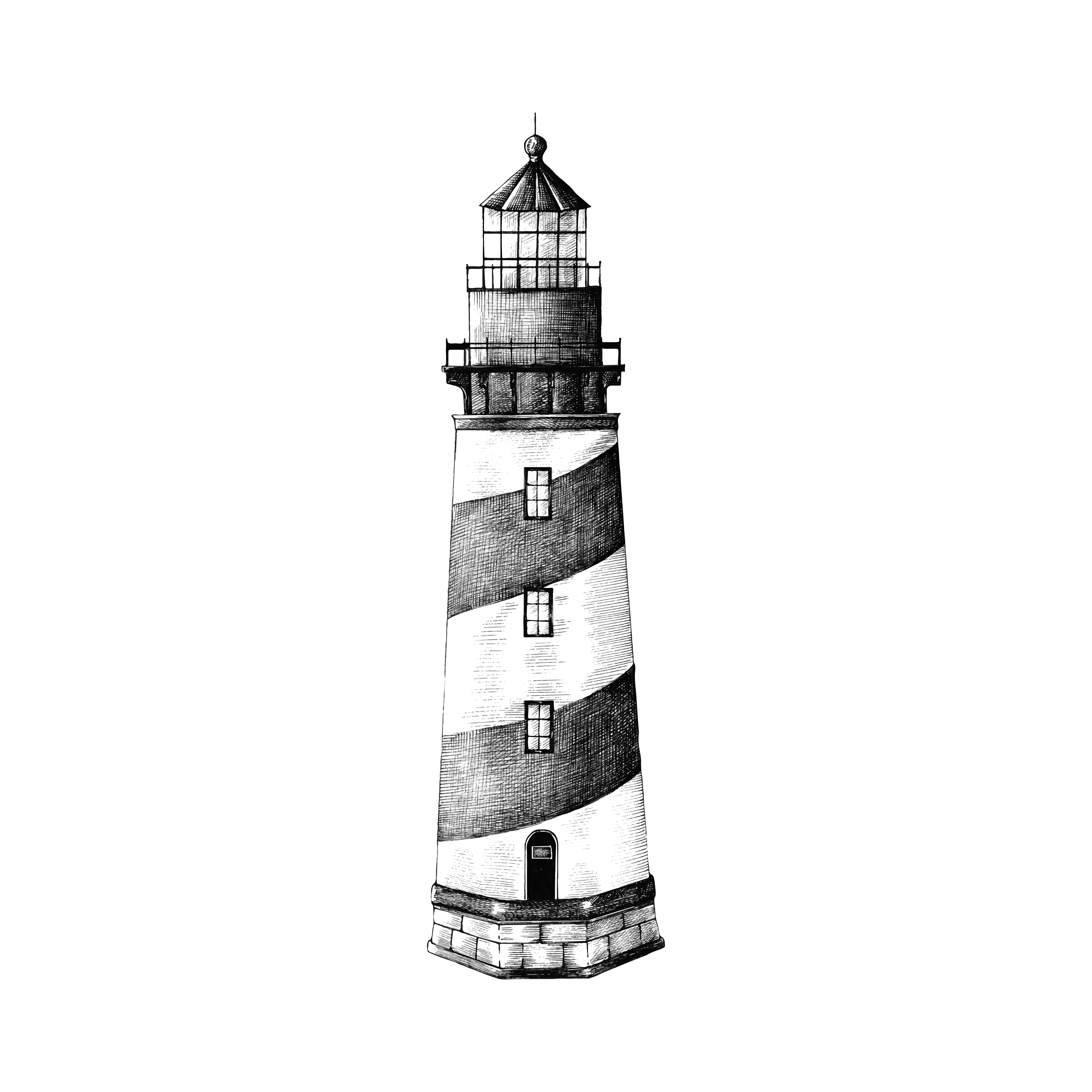 Download Hand drawn lighthouse isolated on white background ...