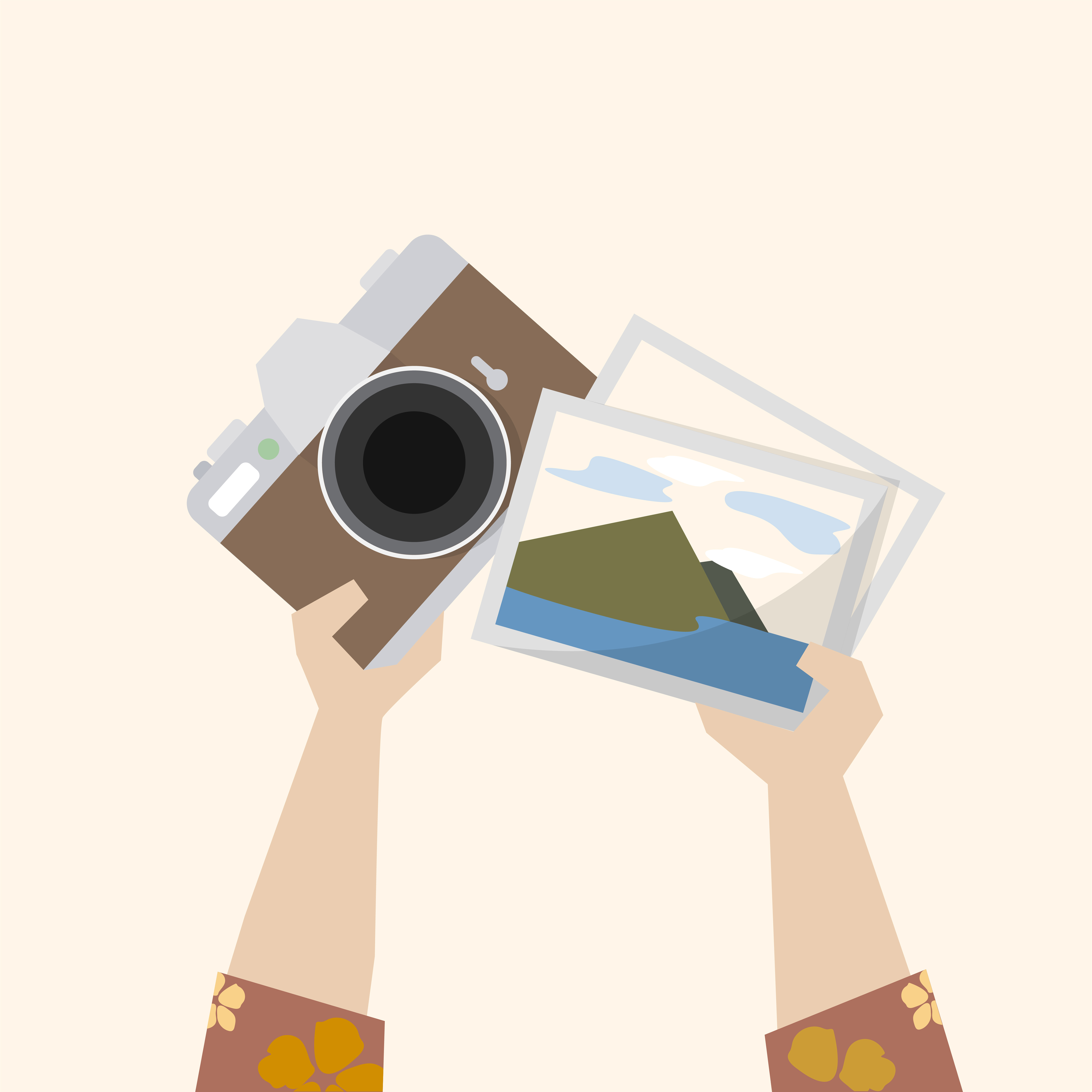 Illustration of a camera and photographs Download Free Vectors