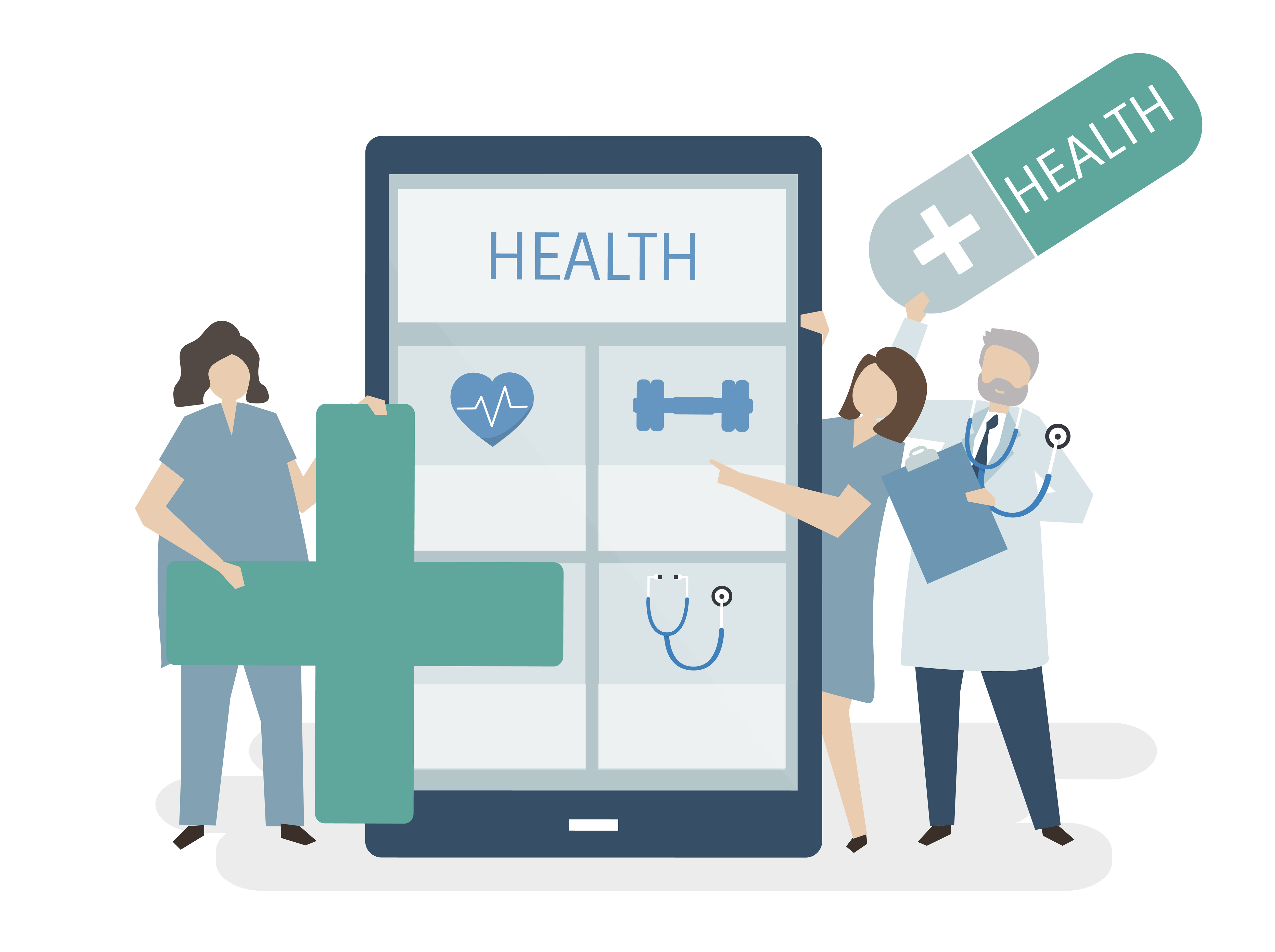 Illustration of people with health care - Download Free Vectors